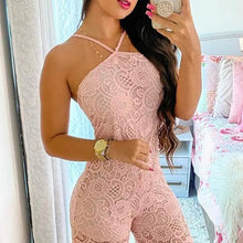 Load image into Gallery viewer, Elegant Sleeveless Halter Lace High Slit Jumpsuit