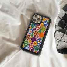 Load image into Gallery viewer, Embroidery Rhombus Lattice Heart Plush Soft Case For IPhone