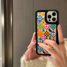 Load image into Gallery viewer, Embroidery Rhombus Lattice Heart Plush Soft Case For IPhone