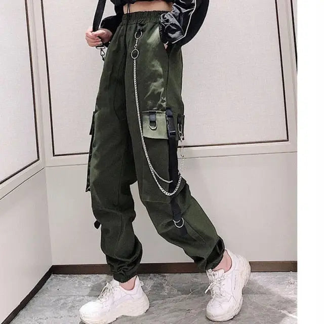 Fashion Ankle-length Techwear Trousers Cargo Pants - Army