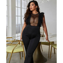 Load image into Gallery viewer, Lace Ruffle Hem See Through Sleeveless Long Jumpsuit