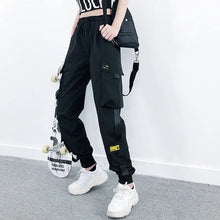 Load image into Gallery viewer, Fashion Streetwear Black Ankle Length Tech Joggers