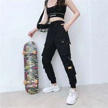 Load image into Gallery viewer, Fashion Streetwear Black Ankle Length Tech Joggers