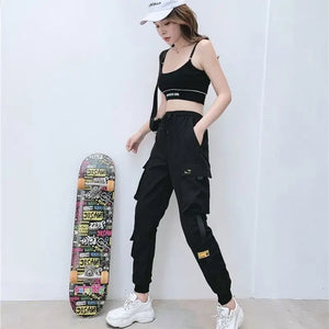 Fashion Streetwear Black Ankle Length Tech Joggers