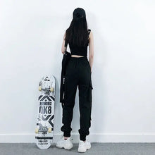 Load image into Gallery viewer, Fashion Streetwear Black Ankle Length Tech Joggers