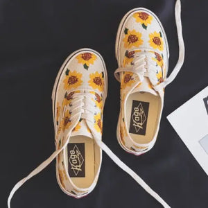 Floral Casual Canvas Sneakers - sunflower / 8.5