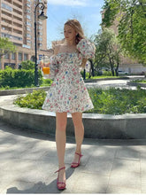 Load image into Gallery viewer, Floral Lantern Square Neck Mini Dress