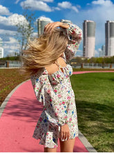 Load image into Gallery viewer, Floral Lantern Square Neck Mini Dress