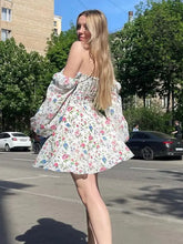 Load image into Gallery viewer, Floral Lantern Square Neck Mini Dress