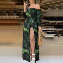 Load image into Gallery viewer, Floral Print Culotte Design High Slit Romper - M / green