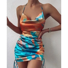 Load image into Gallery viewer, Tie Dye Folded Drawstring Cami Dress - MULTI / L