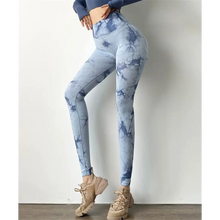 Load image into Gallery viewer, Tie Dye High Waisted Seamless Leggings - Blue / S