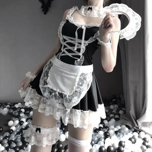 French Apron Maid Dress Cosplay Costume