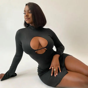 Front Hollow Out Split Sheath Bodycon Dress