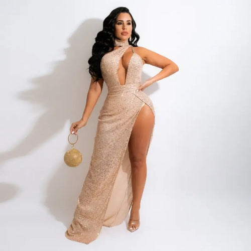 Glitter Sexy Sequin Elegant Evening Maxi Dress