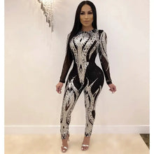 Load image into Gallery viewer, Gold Sequin Glitter Bandage Jumpsuit