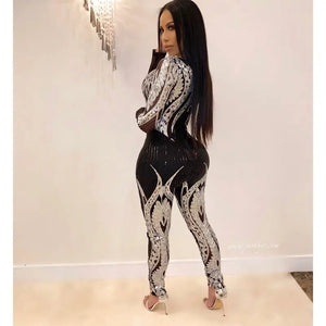Gold Sequin Glitter Bandage Jumpsuit