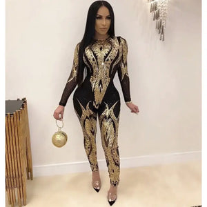 Gold Sequin Glitter Bandage Jumpsuit - XXXL