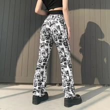 Load image into Gallery viewer, Y2K Goth High Waist Flared Pants