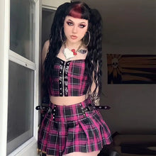 Load image into Gallery viewer, Goth High Waist Pleated Grunge Mini Skirt