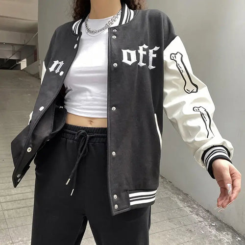 Gothic Embroidery Patchwork Baseball Jacket