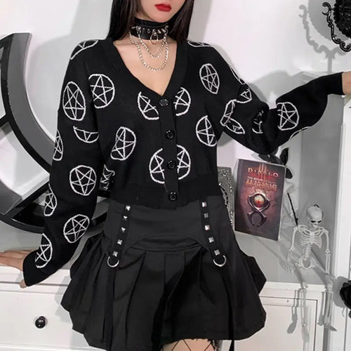 Gothic Knitted Cardigan Fairy Grunge Oversized Sweater