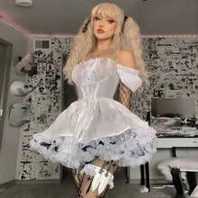 Load image into Gallery viewer, Gothic Lolita Aesthetic Puff Sleeve Mini Dress - White / S