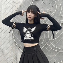 Load image into Gallery viewer, Gothic Punk Patchwork Long Sleeve Slim T-shirts