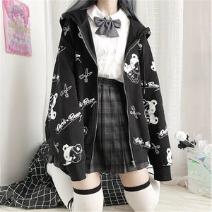 Gothic Teddy Graphic Hoodie