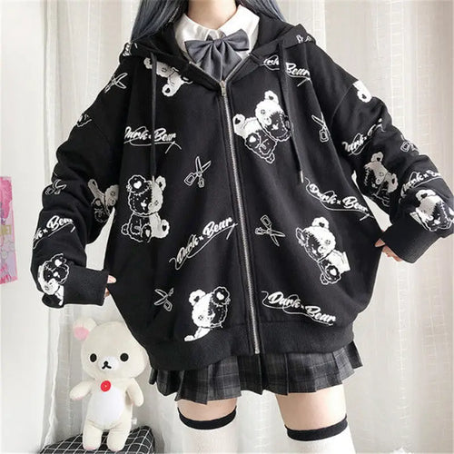 Gothic Teddy Graphic Hoodie