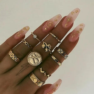 Gothic Vintage Geometry Joint Ring Sets - 13