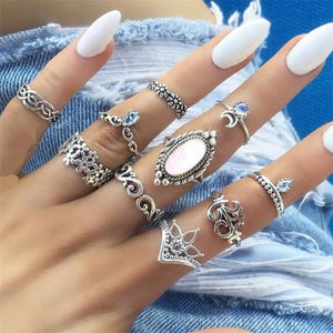 Gothic Vintage Geometry Joint Ring Sets - 21