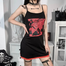 Load image into Gallery viewer, Grunge Anime Print Black Mini Dress - Apparel &amp; Accessories