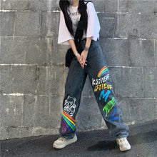 Load image into Gallery viewer, Harajuku High Waist Loose Rainbow Cartoon Print Pants