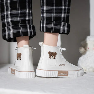 High-top Canvas Animal Print Embroidery Sneaker