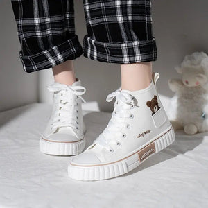 High-top Canvas Animal Print Embroidery Sneaker