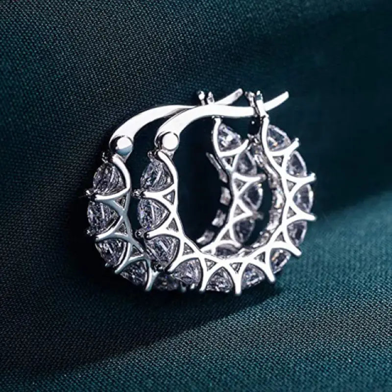 High Quality Cubic Zirconia Hoop Earrings - E807
