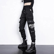 Load image into Gallery viewer, High Waist Drawstring Loose Cargo Pants - black / XXXL