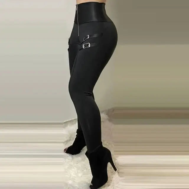 High Waist Pocket Design Casual Pants - Black / XL