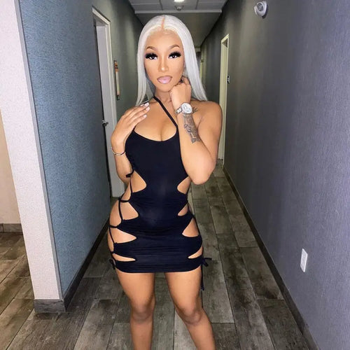 Hollow Out Backless Bandage Sleeveless Dress
