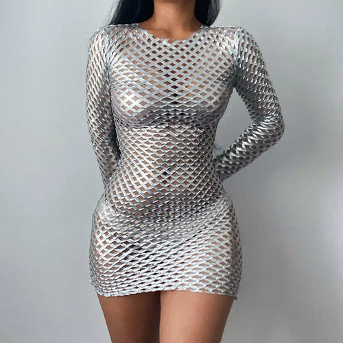 Hollow Out Long Sleeve Sheath Bodycon Dress
