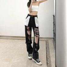 Load image into Gallery viewer, Hollow Out Streetwear Straight Pants High Waist Trousers