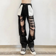 Load image into Gallery viewer, Hollow Out Streetwear Straight Pants High Waist Trousers
