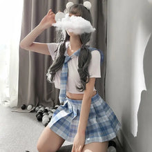 Load image into Gallery viewer, Japanese Plaid Uniform Role Play Costume - Blue / One Size