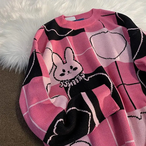 Japanese Vintage Cartoon Knit Oversize Sweatshirt
