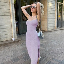 Load image into Gallery viewer, Knit Bandage Sleeveless Midi Dress - violet / S