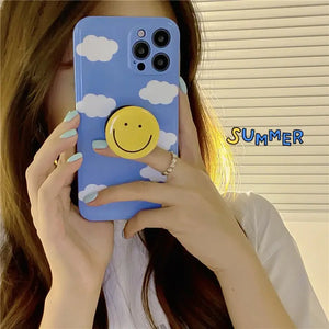 Korean Summer Clouds Bracket Phone Case For iphone