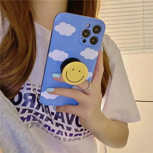 Korean Summer Clouds Bracket Phone Case For iphone
