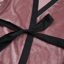Load image into Gallery viewer, Lace Knit Velvet Three Quarter Sleeve Home Robe