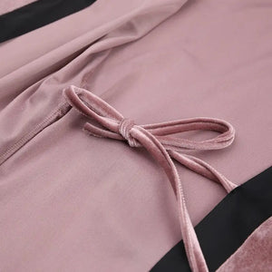 Lace Knit Velvet Three Quarter Sleeve Home Robe